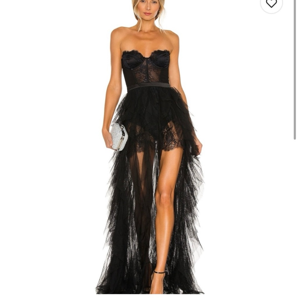 For love and lemons Black X revolve bustier gown with tags lace dress